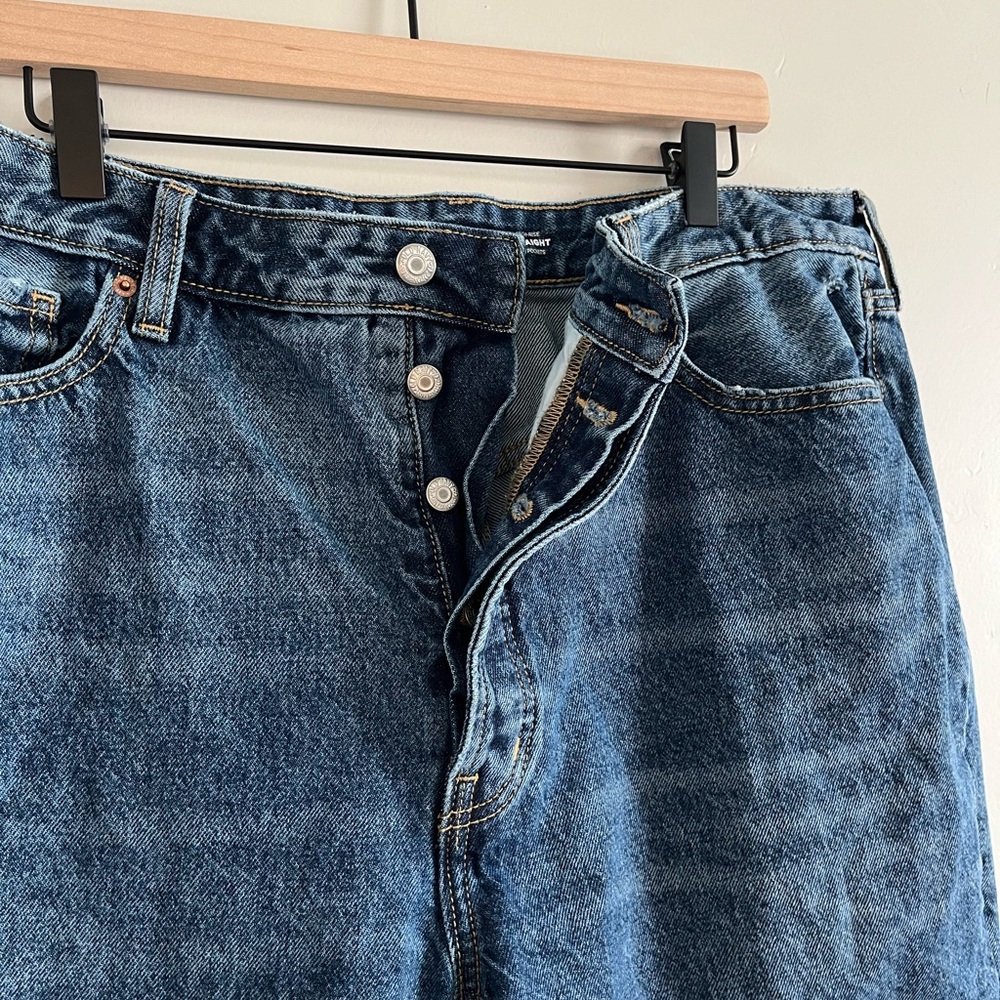 Old Navy | Patchwork Extra High Rise Straight Denim Jeans - Picture 7 of 7